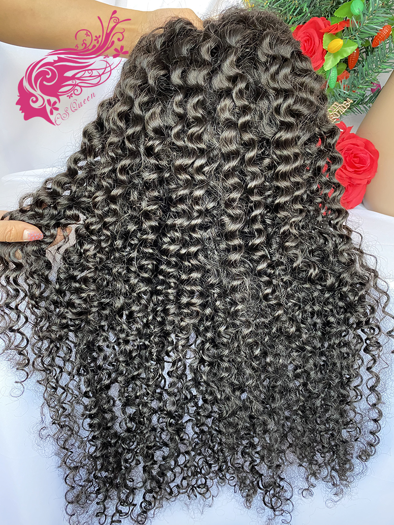 Csqueen 9A Hair Jerry Curly 13*4 HD lace Frontal wig 100% Human Hair HD Wig 180%density - Click Image to Close